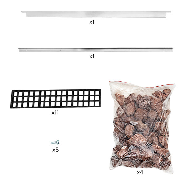 A bag of brown rocks in a white background.