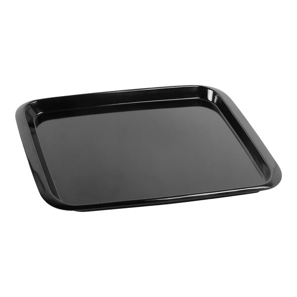 A black Elite Global Solutions melamine service tray.