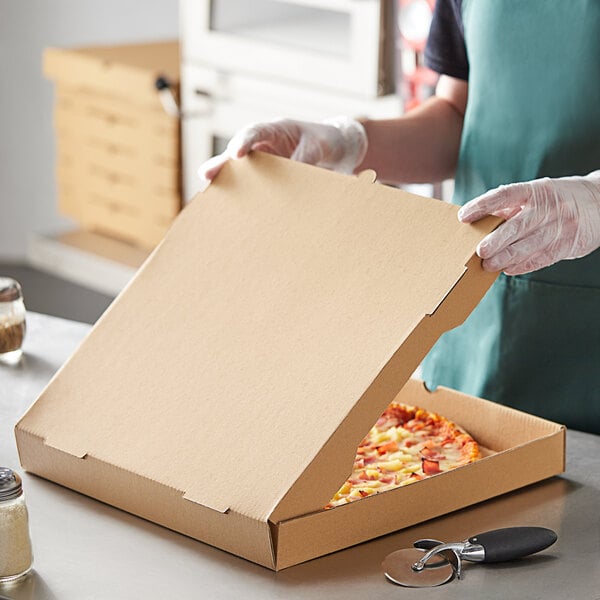 White Cardboard Pizza Boxes, Takeout Containers - 18 x 18 Pizza Box size, Corrugated, Kraft - 50 Pack