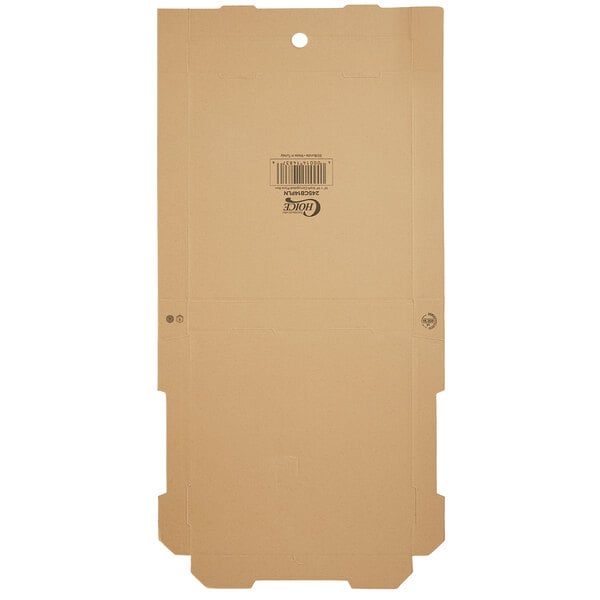 A Kraft cardboard pizza box with a barcode.