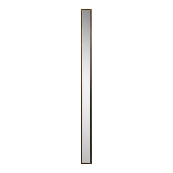 A long rectangular mirror with a gold frame.