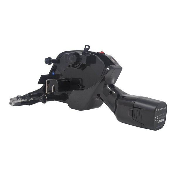 A black Tach-It handheld machine with a handle.