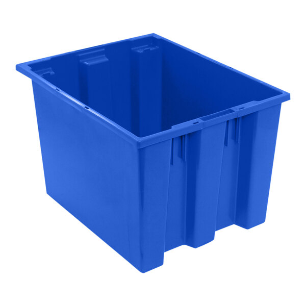 A blue Quantum stack and nest tote.