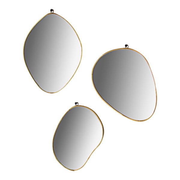 A group of three Kalalou mirrors with brass frames.