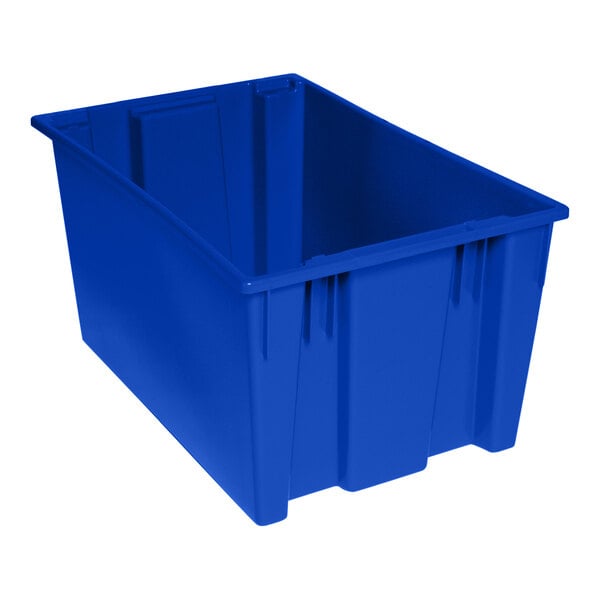 A blue Quantum stack and nest tote.