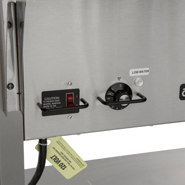 A Vollrath ServeWell hot food table with a control panel.