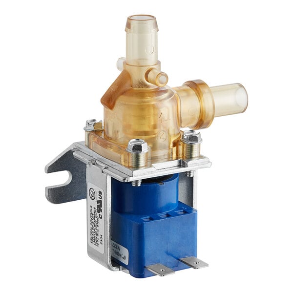 A Bunn solenoid valve assembly with a blue handle.