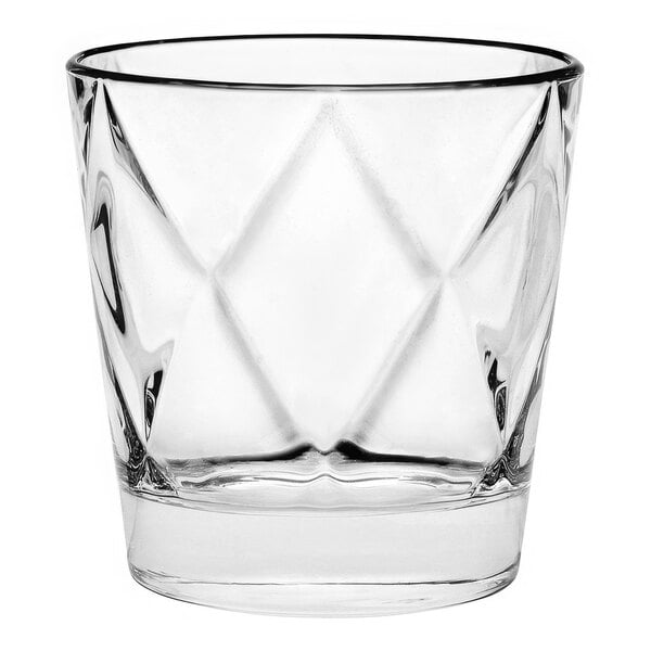 A clear Vidivi by BauscherHepp Rocks / Old Fashioned glass with a diamond pattern.