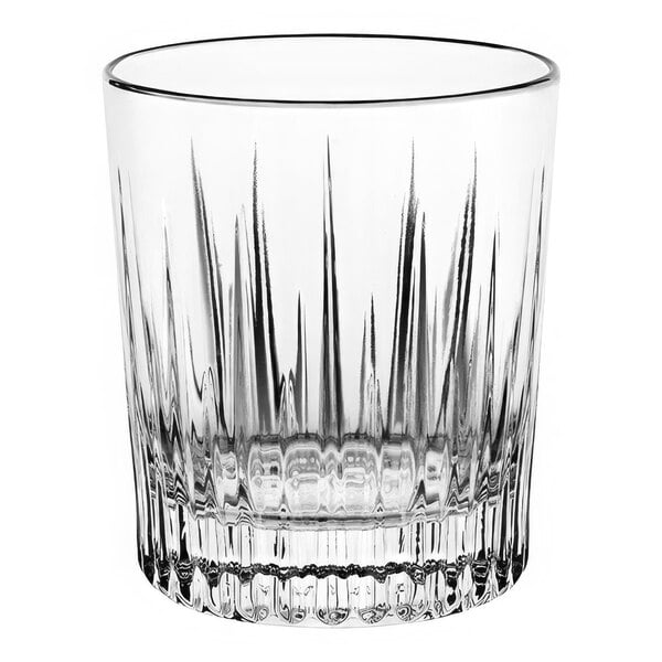 A clear Vidivi by BauscherHepp old fashioned glass with a textured pattern.