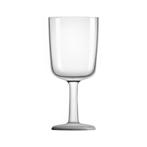 A Palm Marc Newson green Tritan plastic wine glass with a stem.