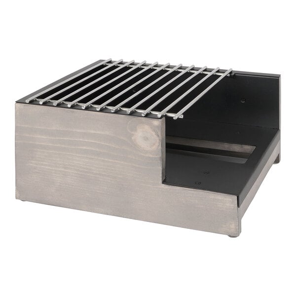 A Cal-Mil gray-washed pine wood box with a metal grate on top.