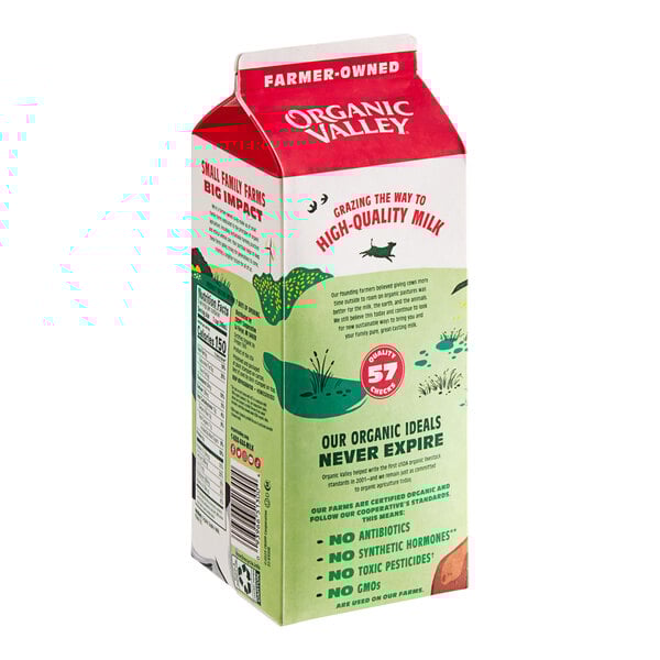 An Organic Valley carton of organic whole milk.