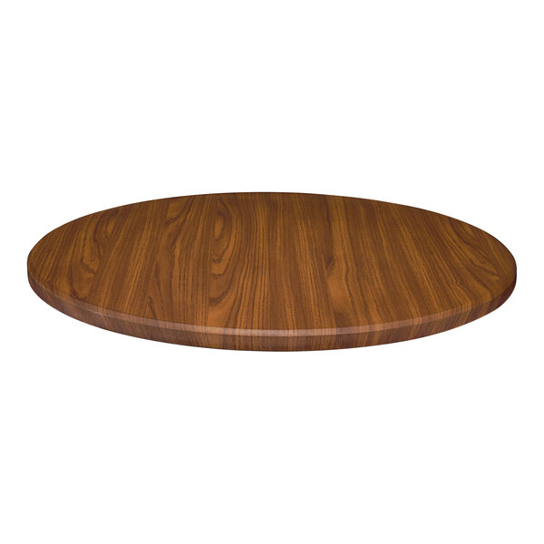 A Perfect Tables light walnut woodgrain round table top.