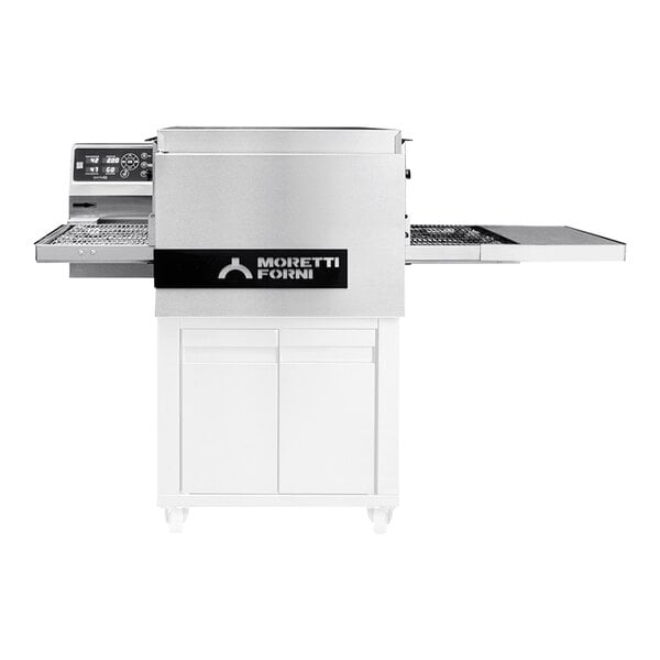 A close-up of a Moretti Forni T64E ventless electric countertop conveyor oven.