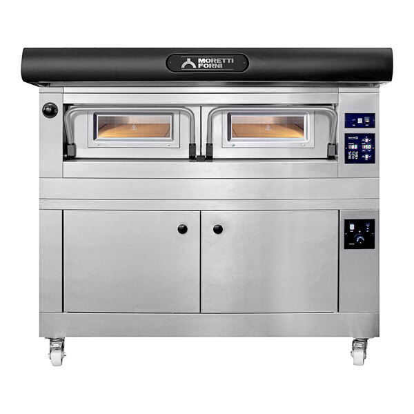 A Moretti Forni electric single deck oven with two doors.