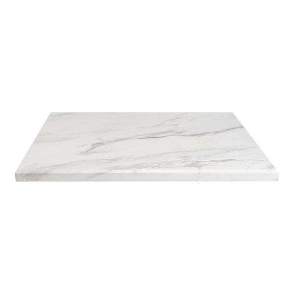 A Perfect Tables 36" x 36" Florence marble table top with a white marble surface.