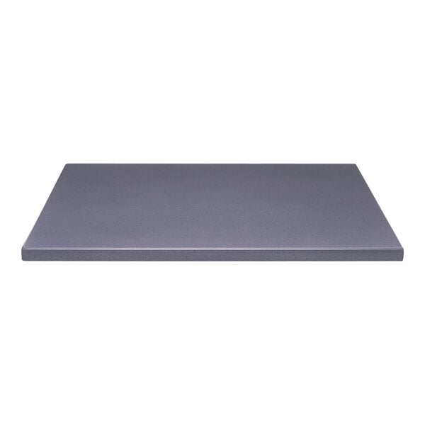 A close-up of a grey rectangular Perfect Tables table top with a smooth surface.