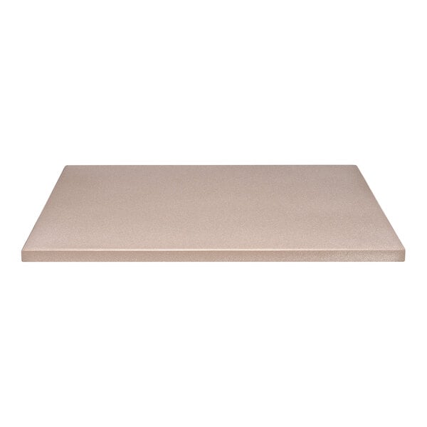 A beige rectangular table top on a white background.