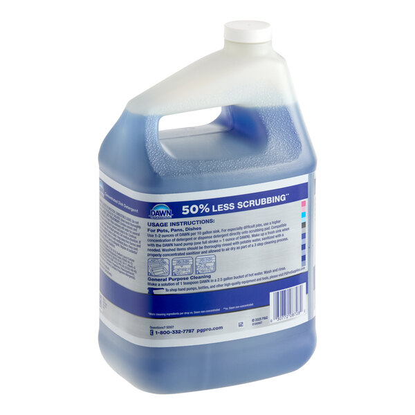 A one-gallon container of Dawn Professional heavy-duty manual pot and pan detergent.