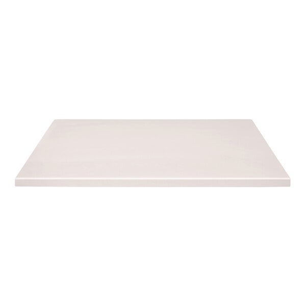 A white square table top with a white microtexture surface.