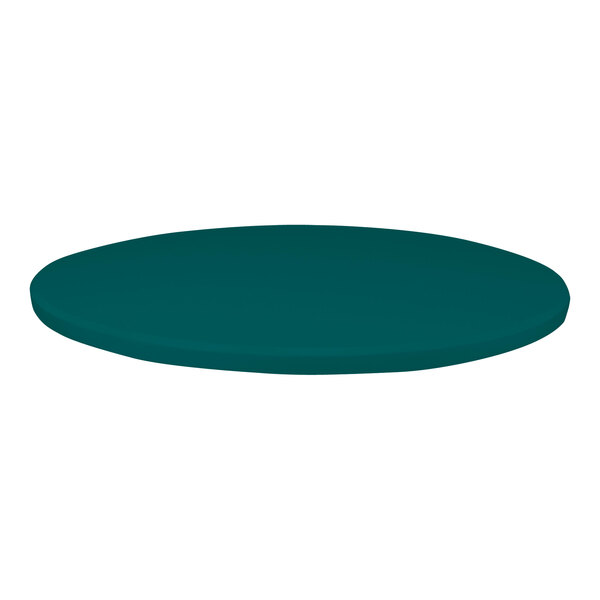A close-up of a 30" round turquoise table top with a microtexture surface.