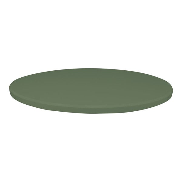 A Perfect Tables 42" round indoor table top in microtexture olive green.