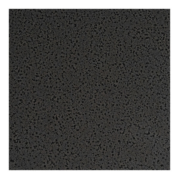 A close-up of a square Hammertone silver table top with black and white surface.