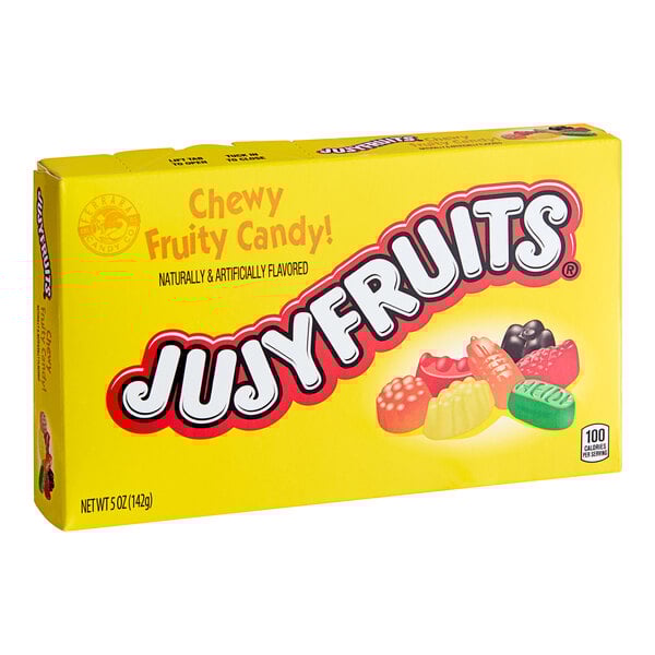A yellow Jujyfruits candy box.