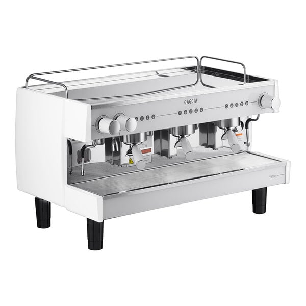 A white Gaggia Vetro espresso machine with silver accents.