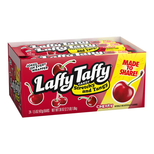 Laffy Taffy Stretchy and Tangy Cherry Candies 1.5 oz. - 24/Box