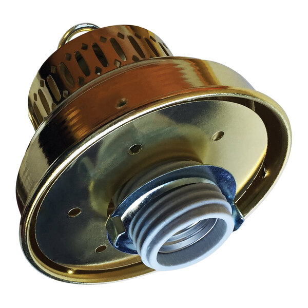 A brass pendant light with a New York Yankees logo.