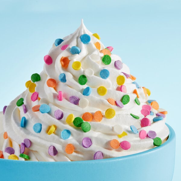 A cup of ice cream with Adourne Pastel Confetti Sequin Sprinkles on top.