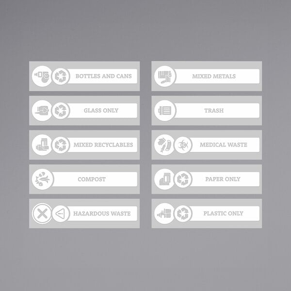 A collection of Lavex recycle labels.