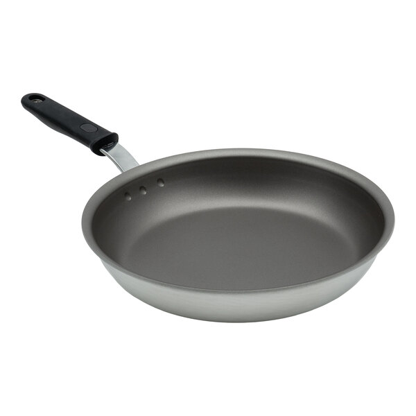 A 10-inch aluminum non-stick fry pan with a rivetless interior, PowerCoat2 coating, and a black silicone handle.