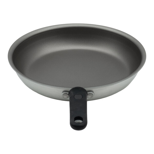 A 10-inch aluminum non-stick fry pan with a rivetless interior, PowerCoat2 coating, and a black silicone handle.