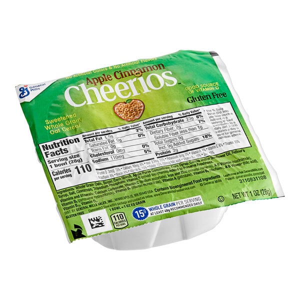 Apple Cinnamon Cheerios Cereal Single-Serve Bowlpak 1 oz. - 96/Case