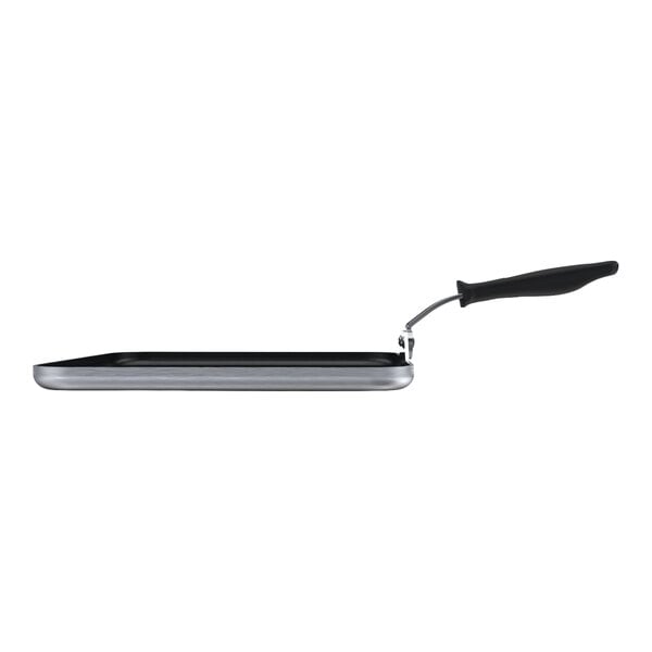 Vollrath Tribute 12" Tri-Ply Stainless Steel Non-Stick Griddle with Ceramiguard II Coating and Black Silicone Handle 702412