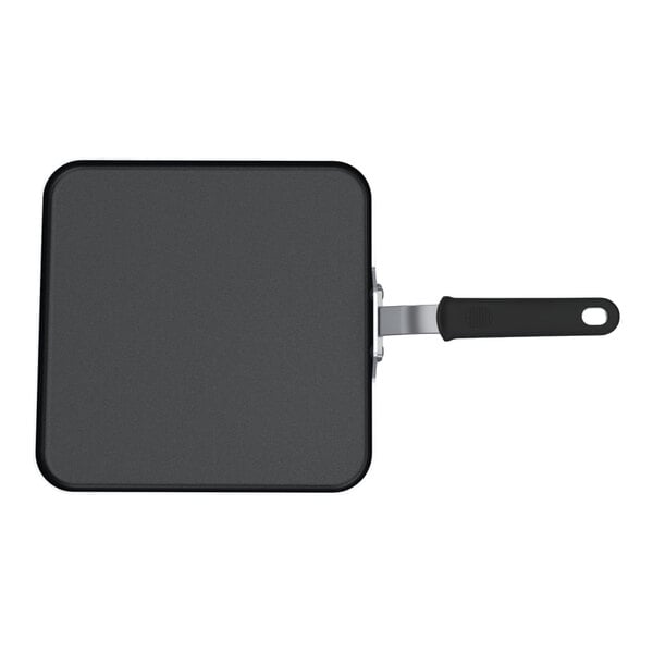 Vollrath Tribute 12" Tri-Ply Stainless Steel Non-Stick Griddle with Ceramiguard II Coating and Black Silicone Handle 702412
