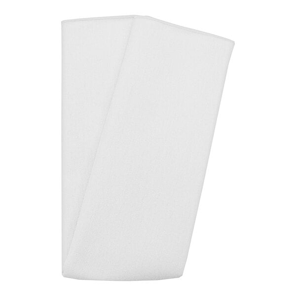 A white Snap Drape cloth napkin folded in half.