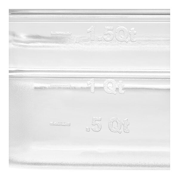 A close up of a Choice clear plastic food pan.