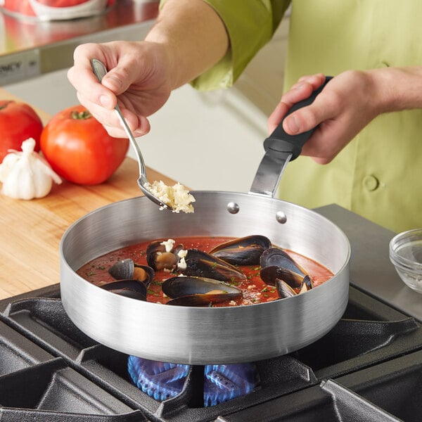 Vollrath Wear-Ever 3 Qt. Straight-Sided Aluminum Saute Pan with Black  Silicone Handle 672130