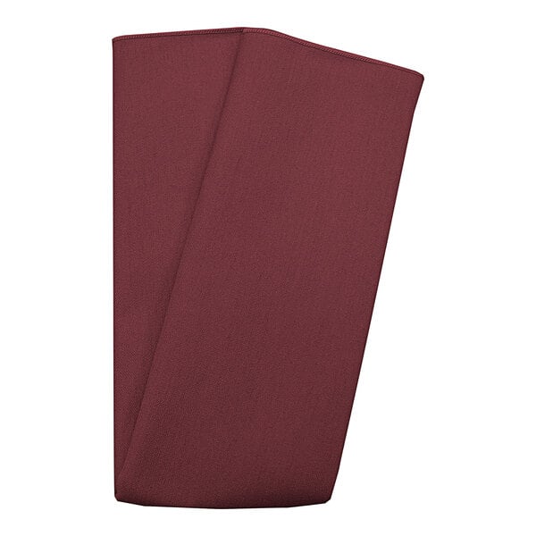 A folded burgundy Snap Drape cloth napkin.