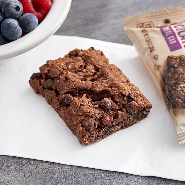 A close-up of a bag of Betty Crocker Double Chocolate Oatmeal Bars.