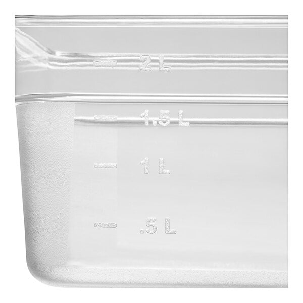 A Choice clear plastic food pan with a lid.