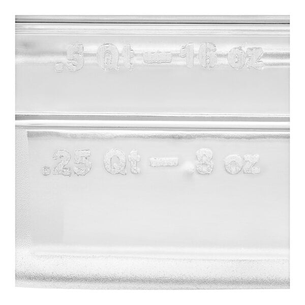 A clear plastic Choice 1/9 size food pan with a label.