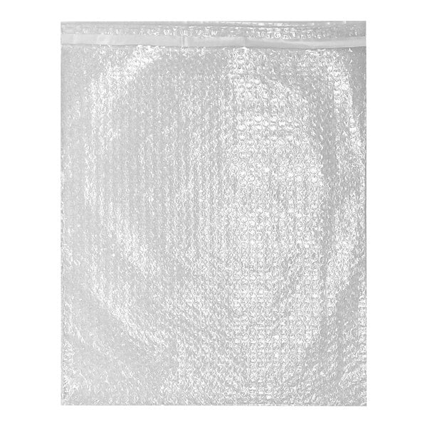 A Lavex white plastic bubble bag with a self-seal zipper.
