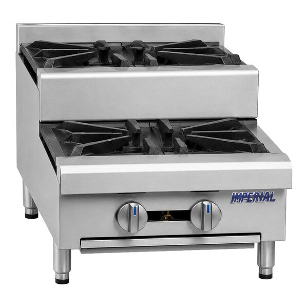 Imperial Range IHPA-2-12SU 12" Natural Gas 2 Burner Step-Up Hot Plate - 64,000 BTU