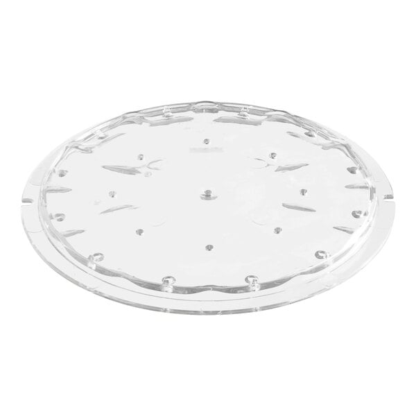 A clear plastic lid with 21 holes.