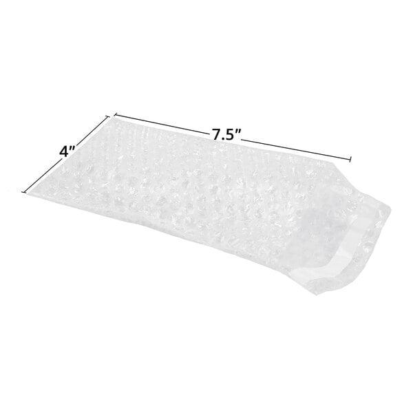A clear Lavex bubble bag with measurements on a white background.