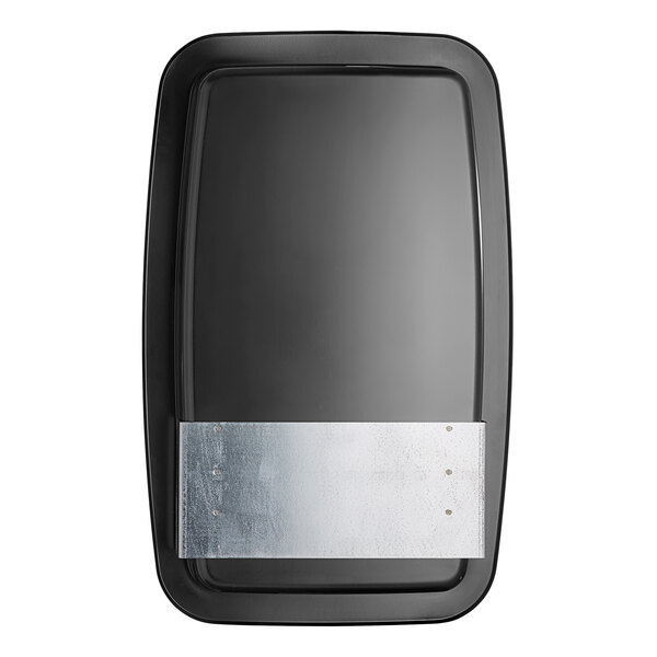 A black rectangular Koala Kare baby changing station with a silver metal plate.